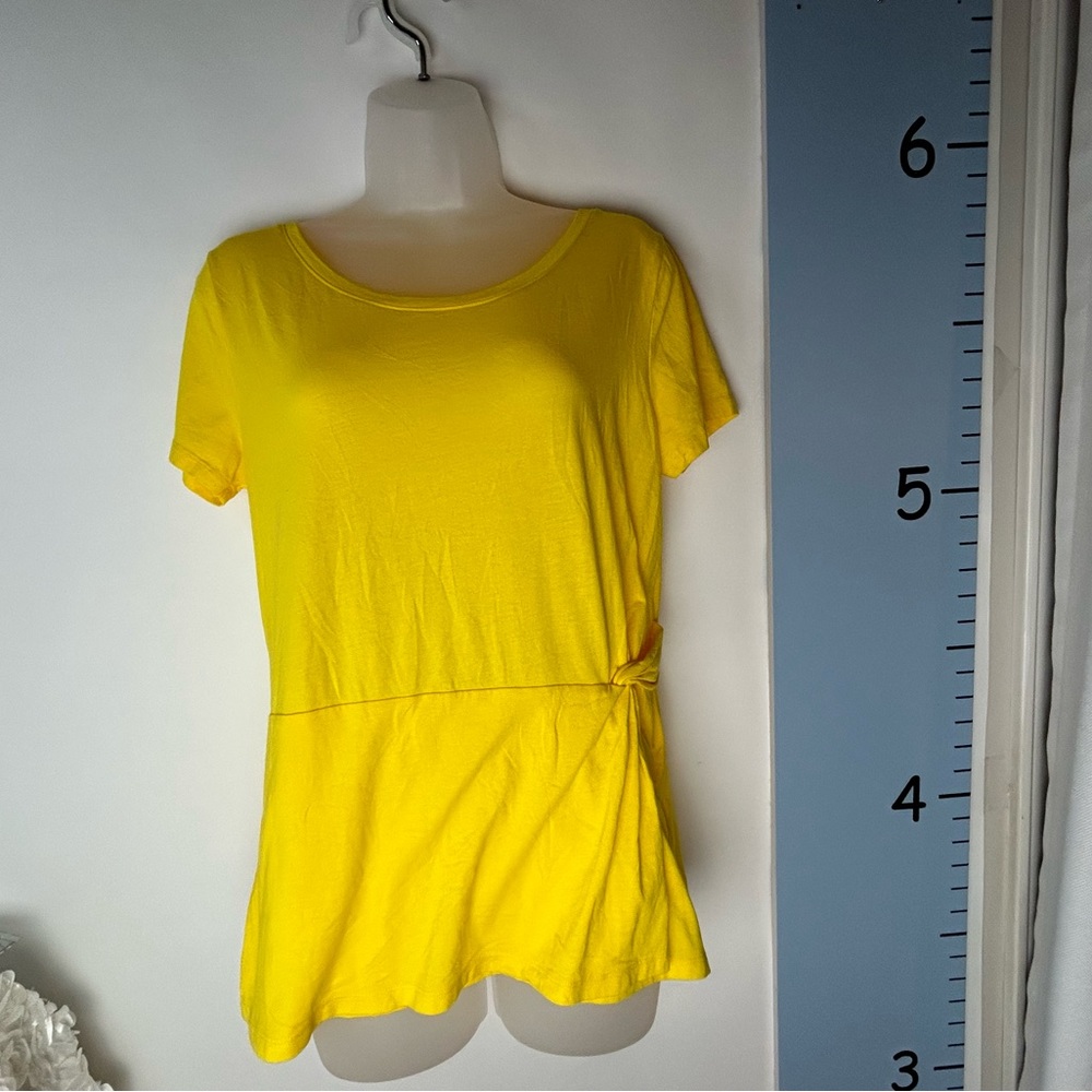 Lands' End Canary Yellow Blouse Women's Medium Knot Skirted‎ Cottagecore